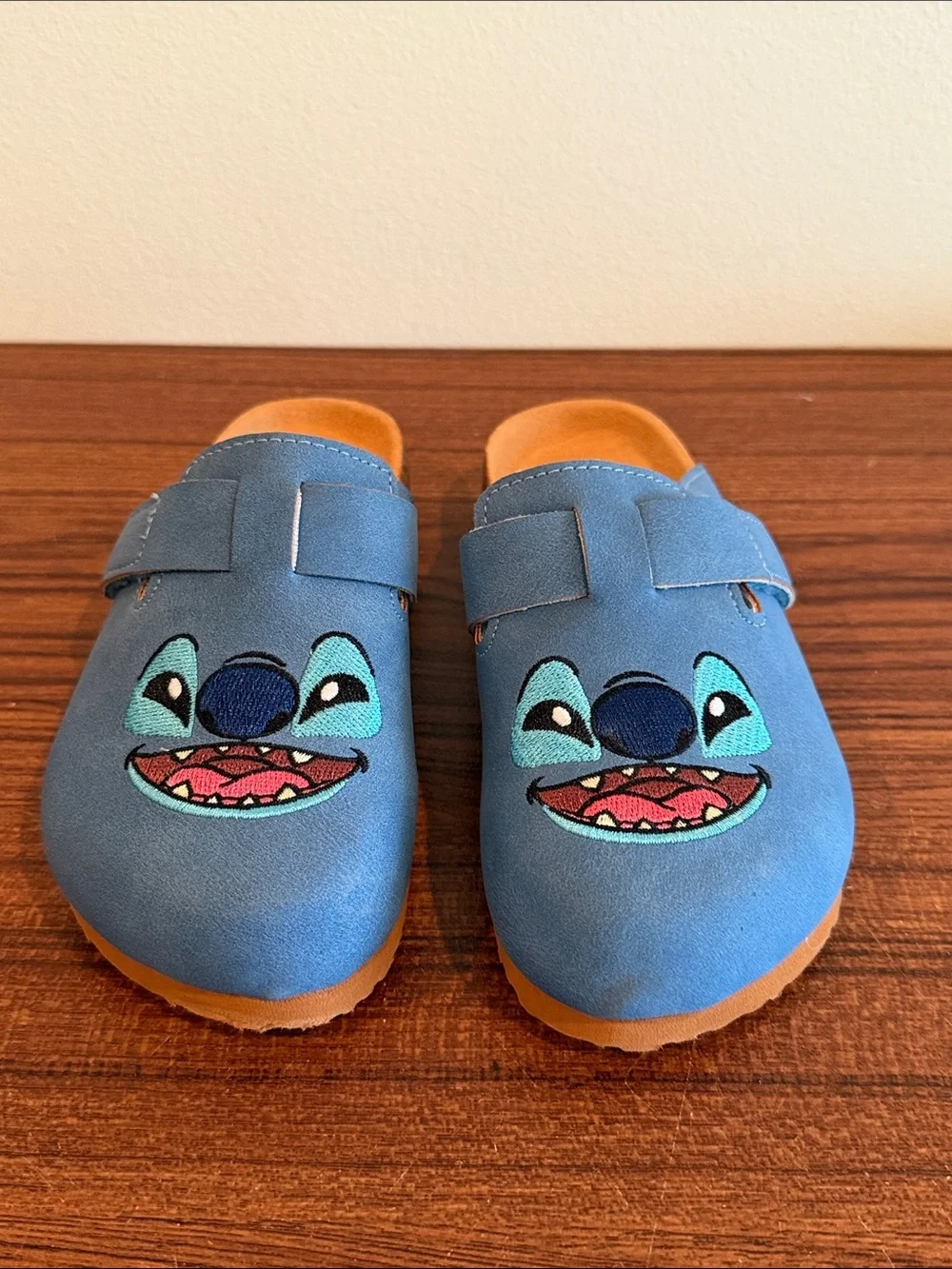 Disney Kids Blue Stitch Slip-On Clogs with Embroidered Face